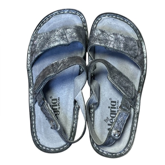 Alegria VER-565 Verona Sandals Women 36 6-6.5 Metallic Silver Disco Desert - Picture 4 of 12